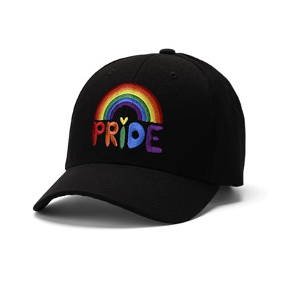 Embroidered Baseball Cap for Women Men Adjustable Baseball Hat Black Baseball Cap Trucker Hat - color: Rainbow Gay Pride Flag