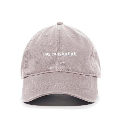 DSGN By DNA Say Mashallah Embroidered Hat Islamic Muslim Faith Inspired Cotton Baseball Cap Adjustable Dad Hat for Men&Women - color: Light Grey
