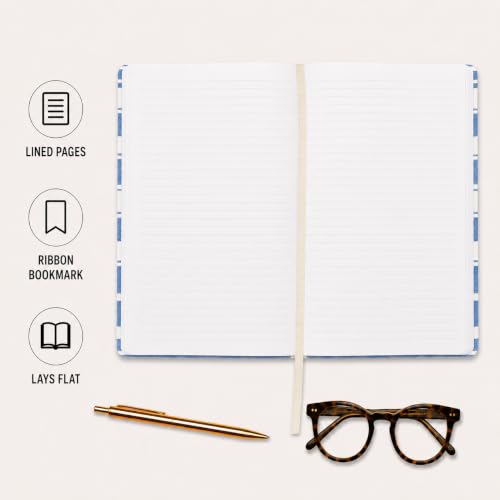 WORLD TRAVELER Large Lined Journal Notebook 256 Ruled White & Ivory Pages - color: Wide Stripes