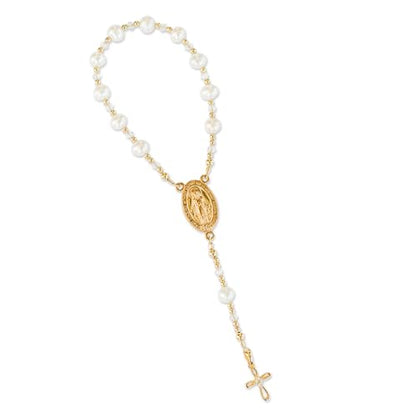 Precious Pieces Baby First Rosary .925 Silver or 14K Gold-Plated - color: White-GOLD