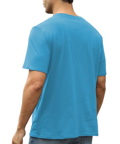 Mens Short Sleeve Cotton T-Shirts Crew Neck Jesus Cross Printed Shirts Faith Christ Shirts - color: Sky Blue, size: Large