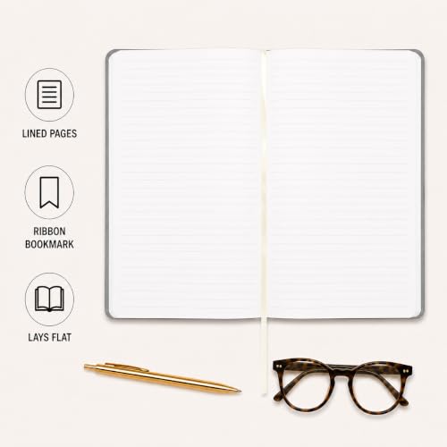 WORLD TRAVELER Large Lined Journal Notebook 256 Ruled White & Ivory Pages - color: Be Bold - Gray