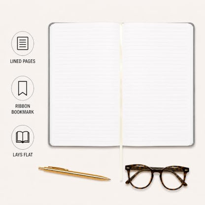 WORLD TRAVELER Large Lined Journal Notebook 256 Ruled White & Ivory Pages - color: Be Bold - Gray