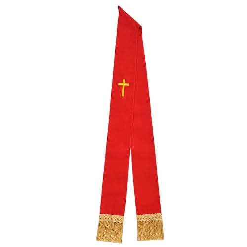 BLESSUME Church Clergy Pastor Cross Embroidered Stole - color: Red 11