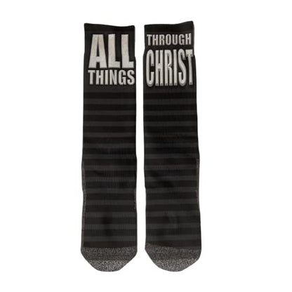 Bible Verse Socks for Men, Christian Scripture Crew Socks, Faith Gift - color: Philippians 4:13