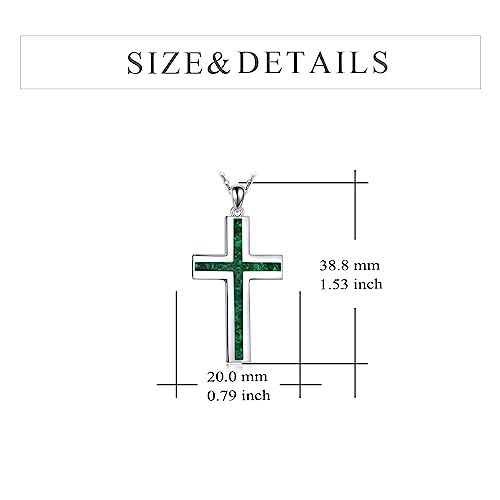 YFN Cross Necklace Sterling Silver Religious Cross Pendant Jewelry Christian Gifts for Women Men - style: B. Green Malachite