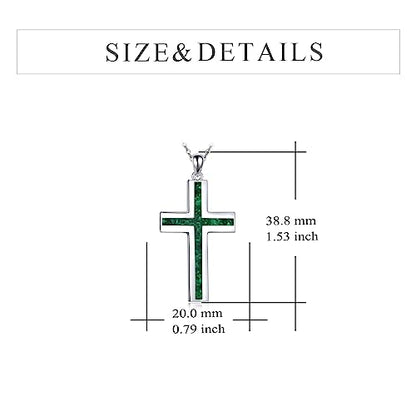 YFN Cross Necklace Sterling Silver Religious Cross Pendant Jewelry Christian Gifts for Women Men - style: B. Green Malachite