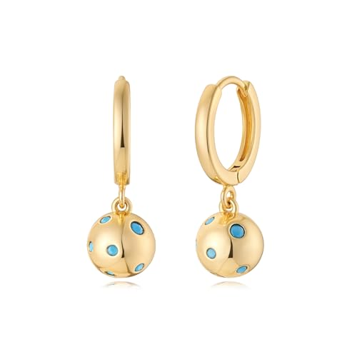 MYEARS Women Earrings Gold Huggie Hoop Dangle Drop 14K Gold Plated Small Simple Hypoallergenic Everyday Jewelry - style: Ball