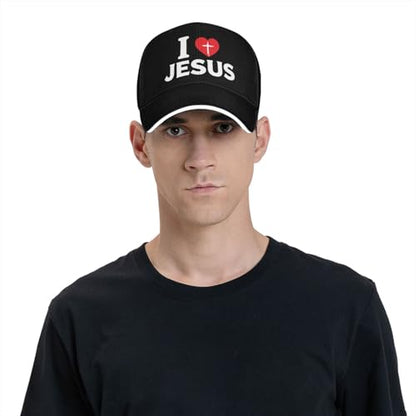 Jesus Baseball Cap for Men and Women Adjustable Christian Trucker Hat Fashion Cross Golf Hat - color: Jesus Cross Christian I Love Jesus