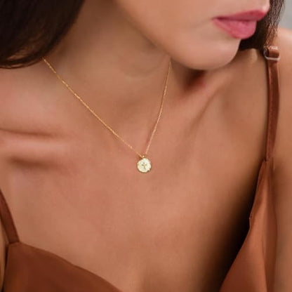 Gold Enamel Mini Cross Necklace Tiny Mother of Pearl Cross Necklace Religious Christian Gift for Baptism First Communion Christmas - color: Medium Opal cross(13mm)-white