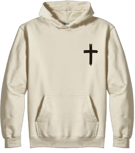 Christian Sweatshirts for Men Faith Christ Cross Pullover Hoodie - color: Apricot, size: Medium