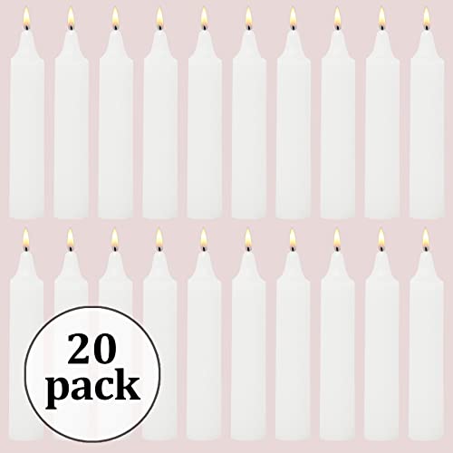 20pk Small White Spell Candles - Short Taper Vigil Candles, Burn up to 3 Hours Each, Ideal for Religious Faith, Prayer & Meditation