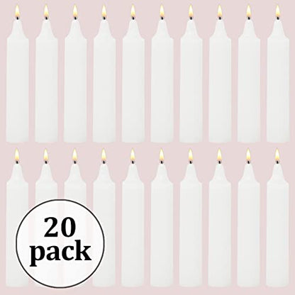 20pk Small White Spell Candles - Short Taper Vigil Candles, Burn up to 3 Hours Each, Ideal for Religious Faith, Prayer & Meditation