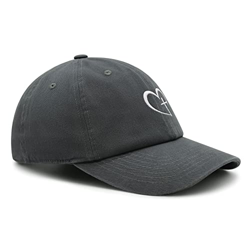 JPAK Heart and Cross Premium Dad Hat Embroidered Cotton Baseball Cap Christian Faith - color: Dark Grey