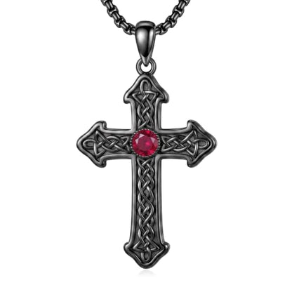 14K Gold Plated Cross Pendant Necklace Christian Jewelry Religious Gift - color: E02-Celtic Cross Black
