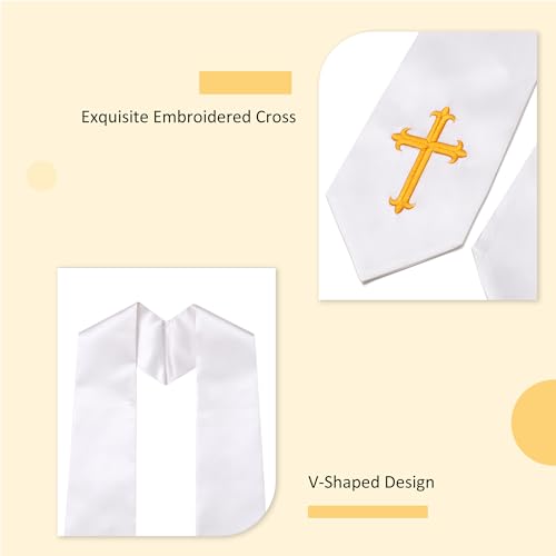 10 PC Clergy Stole & Choir Stole Bulk 60/72" - color: White, size: 72 inch