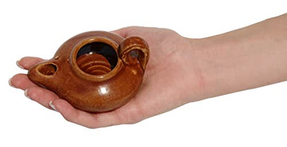 Biblical Herodian Clay Oil Lamp – Authentic Glazed Replica from The Time of Jesus in Jerusalem - Handmade Holy Land Christian Faith Gift - color: Herodian - Biblical Brown Glazed