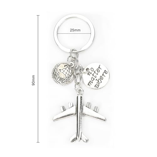 Airplane Keychains Travel Keychain for Women Compass Keyring Travel Airplane Keychain Gifts with Angel Charm - color: Style 4