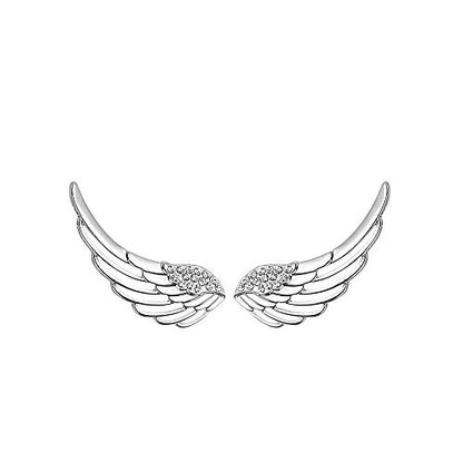 Angel Wings CZ Ear Climber Earrings S295 Sterling Silver Cuff Crawler Hook Studs for Women Daugther
