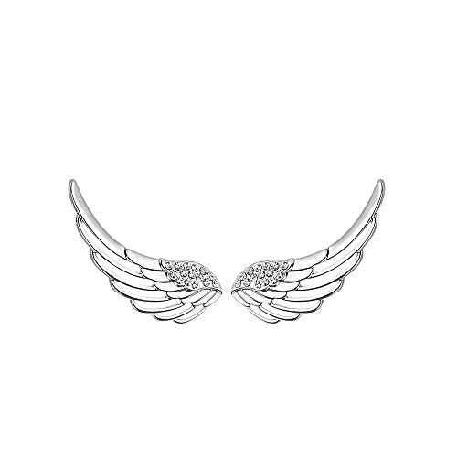 Angel Wings CZ Ear Climber Earrings S295 Sterling Silver Cuff Crawler Hook Studs for Women Daugther