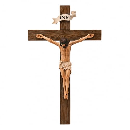 BETHEL STUDIO Catholic Crucifix Wall Cross, 12.6" H Jesus Wall Art