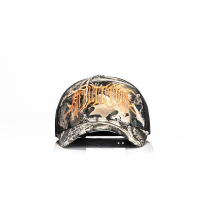 Affliction Men's Baseball Cap, Gothic Style, Embroidered Pattern - color: Camo