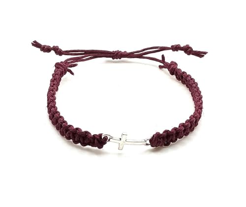 Cross Hemp Bracelet - color: Burgundy