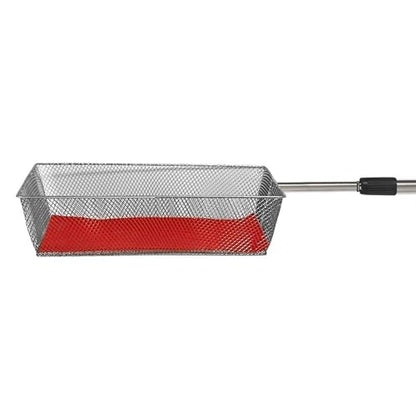 Silver Tone Offering Basket with Telescoping Handle, Stainless Steel and Felt Materials, Catholic Church Supplies, 35" to 66" Extension