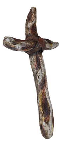 Ebros Gift 16" Tall Rustic Country Western Faux Distressed Wood Trunk Rugged Wall Cross Decor Plaque Christian Catholic Decorative Accent Crucifix Or Crosses