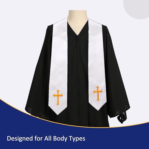 10 PC Clergy Stole & Choir Stole Bulk 60/72" - color: White, size: 60 inch