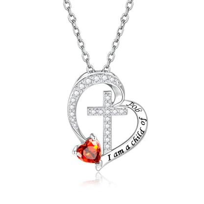 MANBU Sterling Silver Cross I am a Child of God Necklace for Girls - style: 01-January