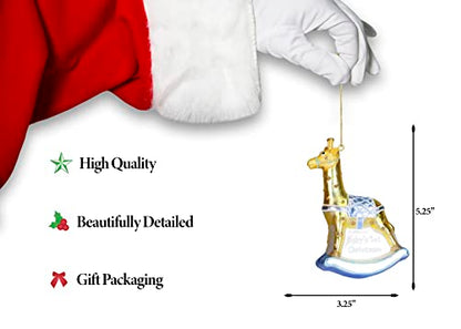 | Baby Boy Giraffe Glass Ornament | Baby Collection - color: Brown