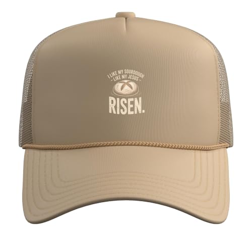 Risen Sourdough Christian Baker Amen Trucker Hat with Adjustable Mesh Back - color: Khaki