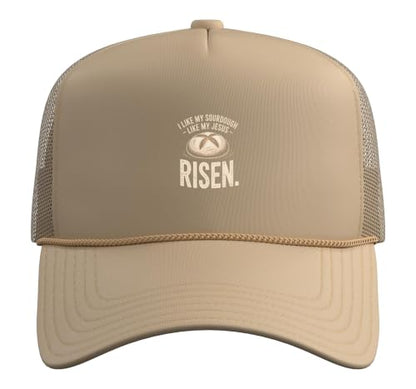 Risen Sourdough Christian Baker Amen Trucker Hat with Adjustable Mesh Back - color: Khaki