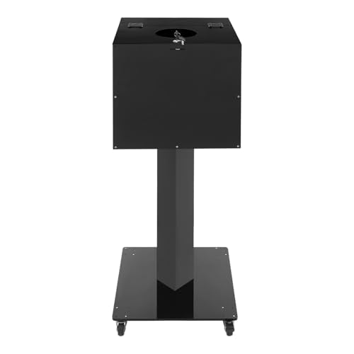 Suggestion Box with Lock and Key Donation Box with Stand and Wheel Acrylic Ballot Box Standing Offering Box for Church, Office, Voting (Black, Round Hole) - color: Black, size: Round Hole