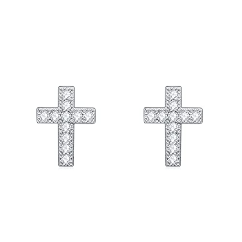 Rnivida 925 Sterling Silver Cross Stud Earrings for Women - color: Cz Cross