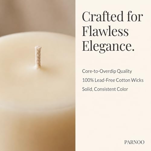 Unscented Pillar Candles - Set of 4 Ivory Candles - 3x6 Slow Burning Candles for Weddings & Table Centerpieces - Large Pillar Candles, PARNOO - color: Ivory
