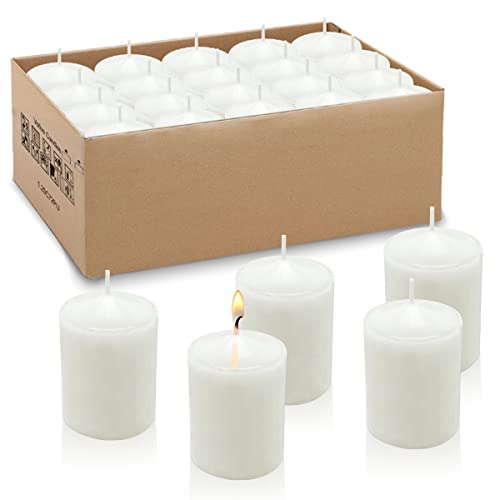 White Votive Candles, 20 Packs Unscented Wax Candles for Wedding, Party & Home (15 Hour), 1.5''D x 2.25''H - color: White