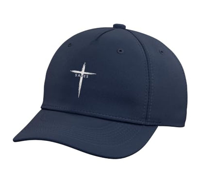 Cool Christian Cross Jesus Saves Men Women Graphic Christ Adjustable Baseball Hat - color: Navy Blue