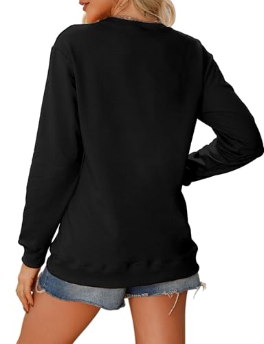 Christian Sweatshirts for Women Religious Faith Graphic Crewneck Pullover Shirts Casual Long Sleeve Inspirational Tops - color: Black, size: Medium
