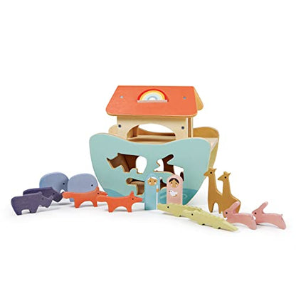 Tender Leaf Toys - Little Noah’s Ark - Wooden Animal Shape Sorting Toy - Compact and Made for Little Hands, Improve Hand-Eye Coordination and Concentration for Boys and Girls - Age 2+