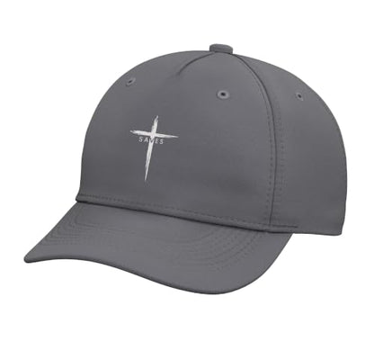 Cool Christian Cross Jesus Saves Men Women Graphic Christ Adjustable Baseball Hat - color: Slate Grey