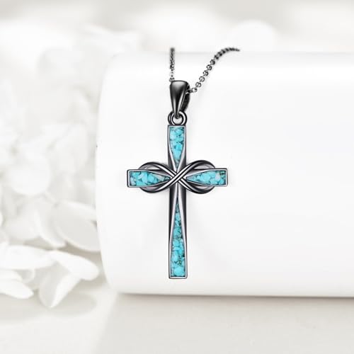 ONEFINITY Cross Necklace 925 Sterling Silver Cross Pendant Religious Jewelry Gifts - style: Black Infinity Cross