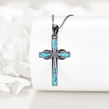 ONEFINITY Cross Necklace 925 Sterling Silver Cross Pendant Religious Jewelry Gifts - style: Black Infinity Cross