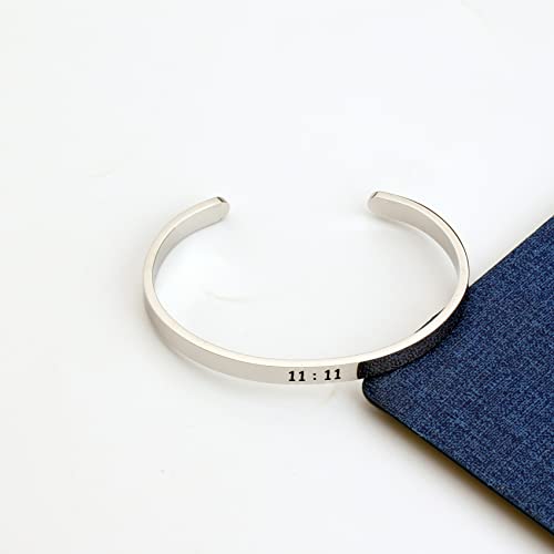 11 : 11 Cuff Angel Numbers Bracelet Make A Wish Gift for Women - color: Silver