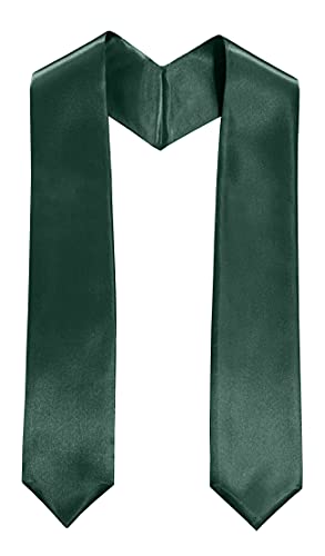 Plain Graduation Stole Sash 60 Inch Unisex Adults Solid - color: Forest Green Stole