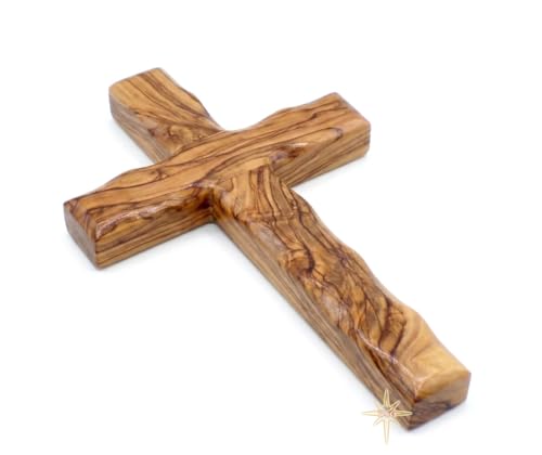 Wall Cross, Wooden Crosses from Bethlehem, Holy Land. Olive Wood Crucifix. Hanging Home Decor. Religious Gift for Godparents, Grandchildren, Kids Room Cross, New House, Christmas and Easter Gifts, - size: 8"L x 5"W