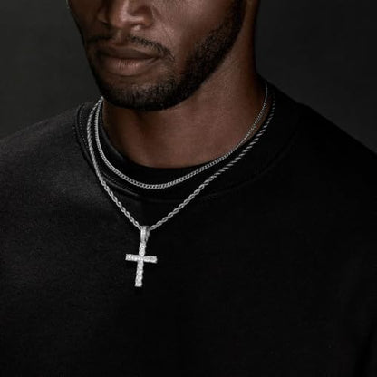 GEMOSA Cross Necklace for Men, Cuban Link Layered Rope Chain Silver/Gold/Black - color: Black Gold, size: 16/18 inch