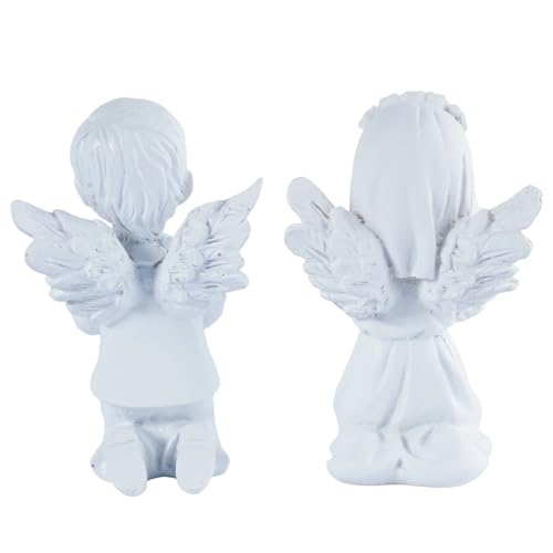 Guardian Angel Figurine Praying Hands Statue Cherub Statue Set - color: Boy+girl