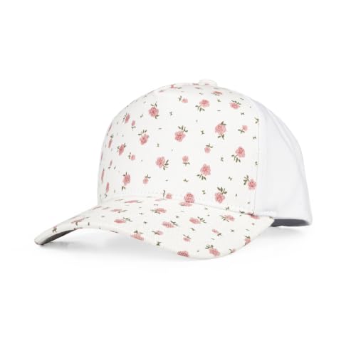 C.C Women's Criss-Cross Ponytail Trucker Hat - Snapback, One Size - color: Ditsy Flower-white
